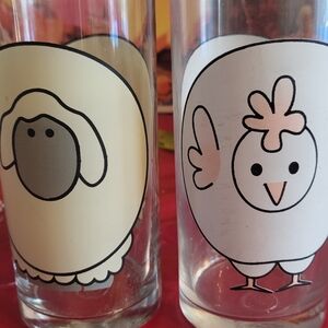 Cute Bird and Sheep Glass Set